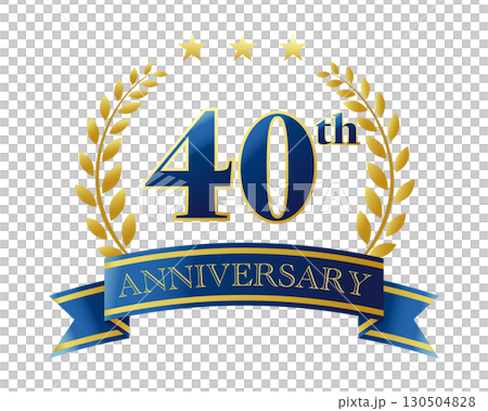 40th anniversary icon. Blue ribbon and decorative frame. 130504828