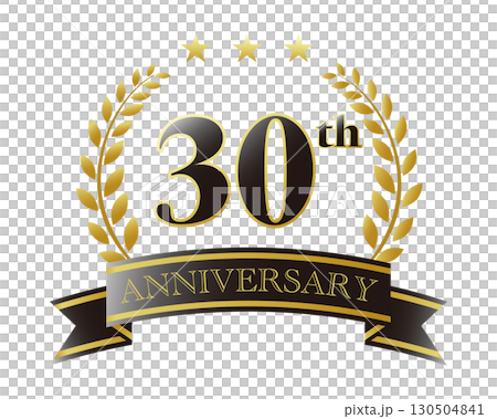 30th anniversary icon. Black ribbon and decorative frame. 30th anniversary icon. Black ribbon and decorative frame. 130504841