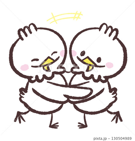 喜び合う白い鳥のイラスト 130504989