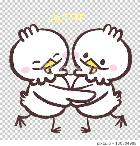 喜び合う白い鳥のイラスト 130504989