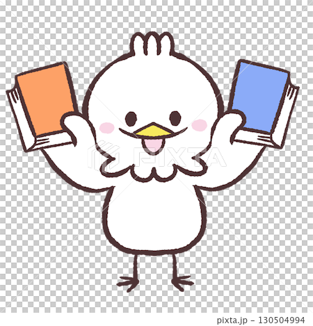 一隻白鳥雙手捧著一本書的插圖 一隻白鳥雙手捧著一本書的插圖 130504994