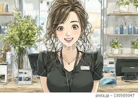 美容院スタッフ、笑顔で立っているシーン 130505047
