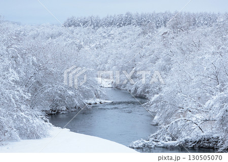 大雪の後の北海道雪裡川 130505070