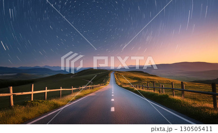夜の道 , 一本道 , Generative AI , AI画像 130505411