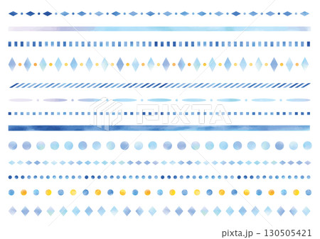 青系の水彩のかわいい飾り線13点セット 130505421