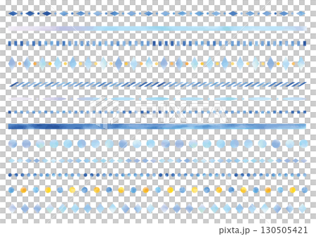 青系の水彩のかわいい飾り線13点セット 130505421
