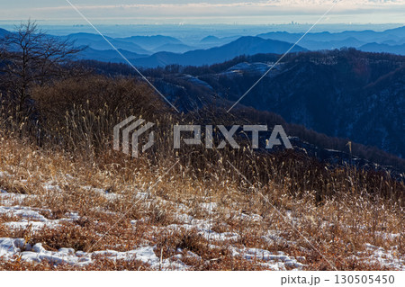 冬の大菩薩連嶺・大蔵高丸から見る関東平野の町並み 130505450