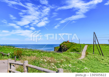 青空の霧多布岬を歩く 130505622