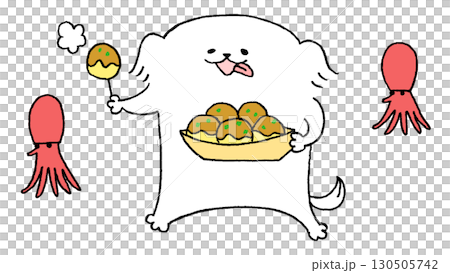 Dog eating takoyaki 130505742