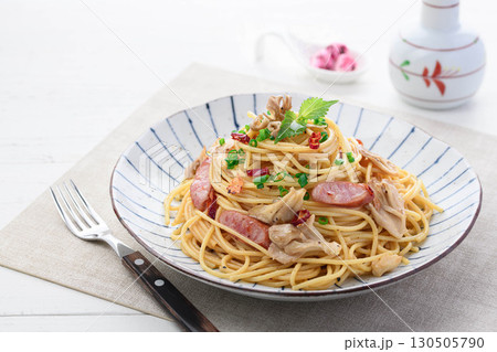 舞茸とウインナーのバター醤油パスタ 食欲そそる和風スパゲッティ 130505790