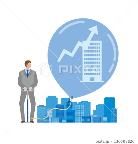 不動産バブルのイメージイラスト 不動産バブルのイメージイラスト 130505820