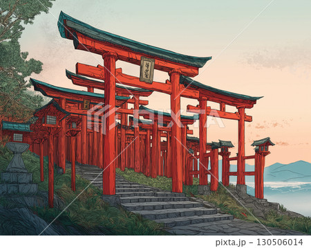 鳥居 伏見大社 イラスト 鳥居 伏見大社 イラスト 130506014