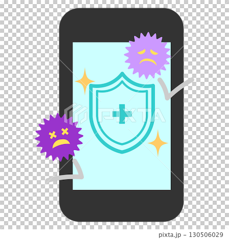セキュリティに守られているスマホのイラストイメージ セキュリティに守られているスマホのイラストイメージ 130506029