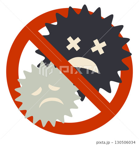 ウイルス、バイ菌のキャラクター、弱った表情 ウイルス、バイ菌のキャラクター、弱った表情 130506034