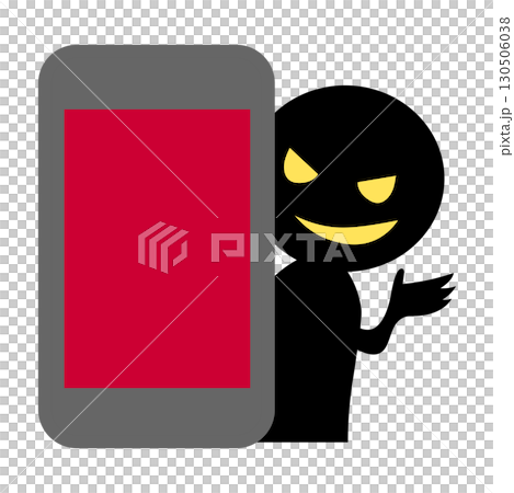 スマホで詐欺をしている悪い人のイラスト 130506038