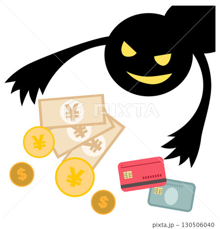 お金と詐欺をしようとする悪い人のイラスト お金と詐欺をしようとする悪い人のイラスト 130506040