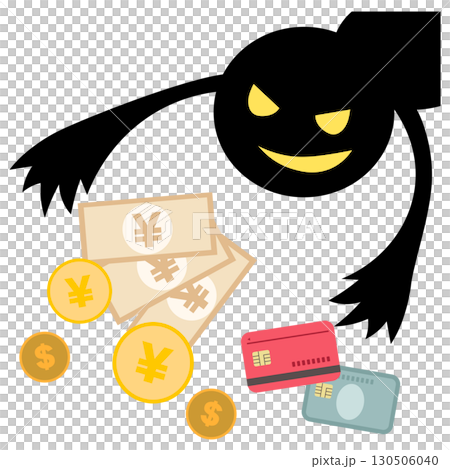 お金と詐欺をしようとする悪い人のイラスト お金と詐欺をしようとする悪い人のイラスト 130506040