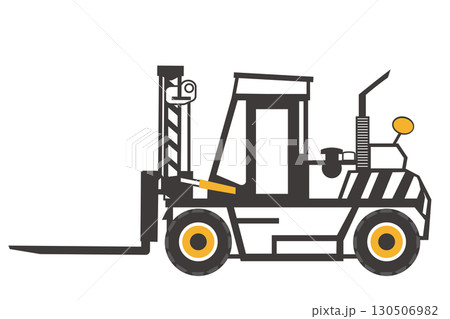 鉄道貨物で使われるフォークリフトの切り抜きベクターイラスト 130506982