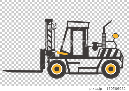 鉄道貨物で使われるフォークリフトの切り抜きベクターイラスト 130506982