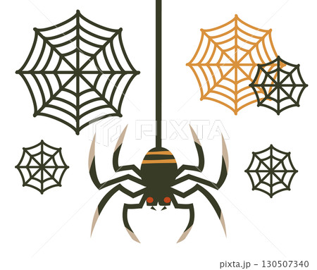 クモとクモの巣と蜘蛛の糸 ハロウィンデザインパーツ 130507340