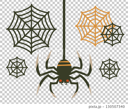 クモとクモの巣と蜘蛛の糸 ハロウィンデザインパーツ 130507340