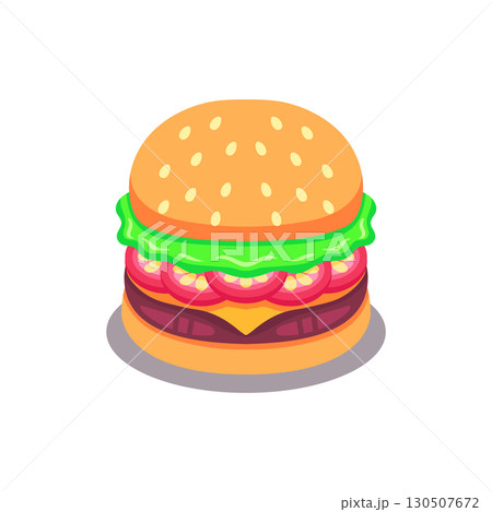 Fast Food Cartoon Cheeseburger Illustration 130507672