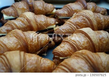 Golden Croissants, A Delightful Display of Baked Pastries 130507825