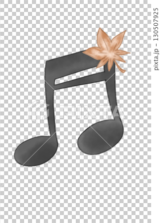 落ち葉の付いた音符 130507925