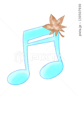 落ち葉の付いた音符 130507930