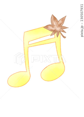 落ち葉の付いた音符 130507931
