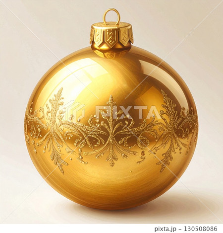 Elegant Golden Christmas Bauble Ornament with Glitter Snowflake Detail 130508086