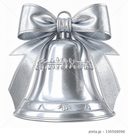 Silver Jingle Bell with Decorative Bow Isolated...のイラスト素材 [130508098 ...