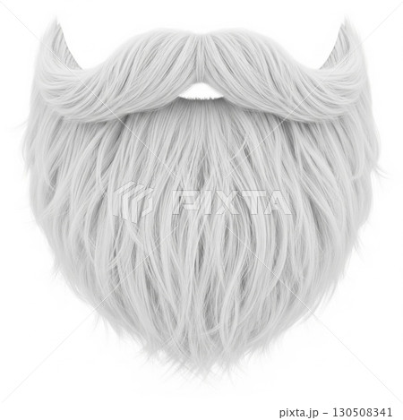Detailed White Beard and Moustache Set Isolated on White Background 130508341
