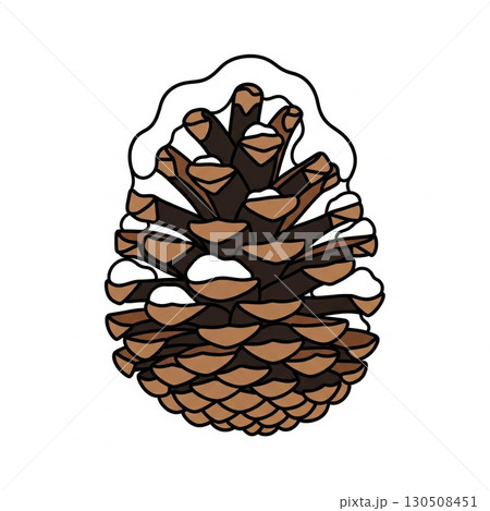 Snow Topped Pine Cone Illustration on White Background for Winter Season 130508451