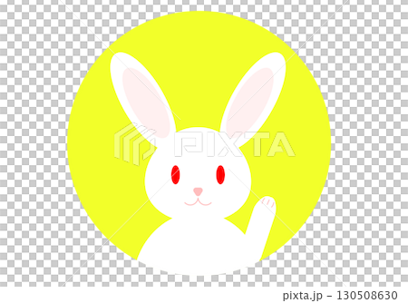 月亮上的可愛白兔插畫素材 130508630
