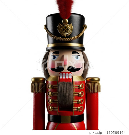 Detailed Studio Shot of Festive Nutcracker Figurine with Red and Black Colors Detailed Studio Shot of Festive Nutcracker Figurine with Red and Black Colors 130509164