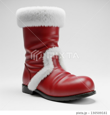 Red Christmas Boot with White Fur Trim on White Background 130509181