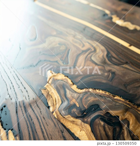 Abstract Brown Wood Grain Background with Glossy Finish Detailed Pattern Texture 130509350