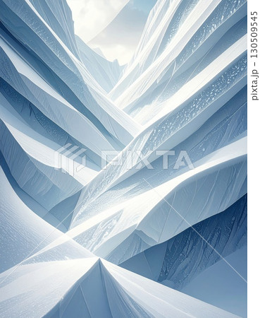 Abstract Winter Landscape with Diagonal Snow Drifts and Blue Tones in a Geometric Design 130509545