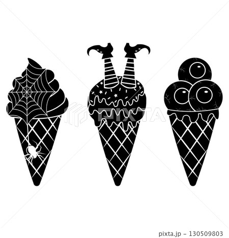 Terrible Halloween Ice Cream, black stencil Terrible Halloween Ice Cream, black stencil 130509803