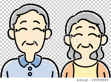 微笑的年長夫婦的上半身 130509844