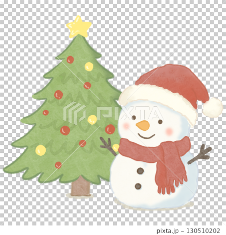 雪だるまとクリスマスツリー 雪だるまとクリスマスツリー 130510202