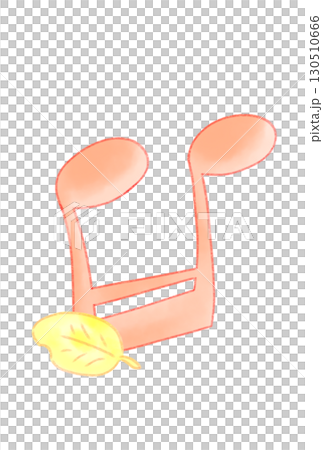 落ち葉の付いた音符 130510666