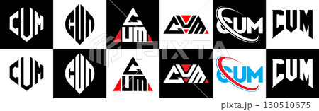 CUM letter logo design in six style. CUM polygon, circle, triangle, hexagon, flat and simple style with black and white color variation letter logo set in one artboard. CUM minimalist and classic logo CUM letter logo design in six style. CUM polygon, circle, triangle, hexagon, flat and simple style with black and white color variation letter logo set in one artboard. CUM minimalist and classic logo 130510675