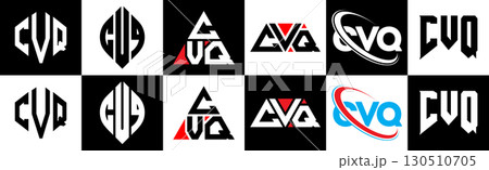 CVQ letter logo design in six style. CVQ polygon, circle, triangle, hexagon, flat and simple style with black and white color variation letter logo set in one artboard. CVQ minimalist and classic logo CVQ letter logo design in six style. CVQ polygon, circle, triangle, hexagon, flat and simple style with black and white color variation letter logo set in one artboard. CVQ minimalist and classic logo 130510705