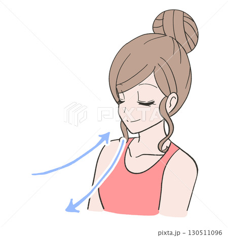 鼻から呼吸をする女性のイラスト 130511096