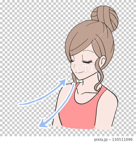 鼻から呼吸をする女性のイラスト 130511096