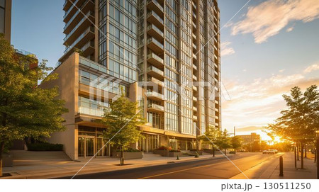 朝焼けに映えるタワーマンション外観 朝焼けに映えるタワーマンション外観 130511250