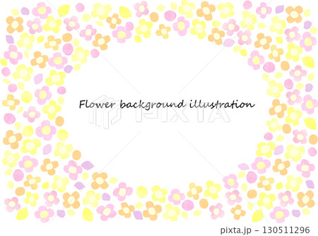 ピンクと黄色の小花柄のフレームイラスト ピンクと黄色の小花柄のフレームイラスト 130511296