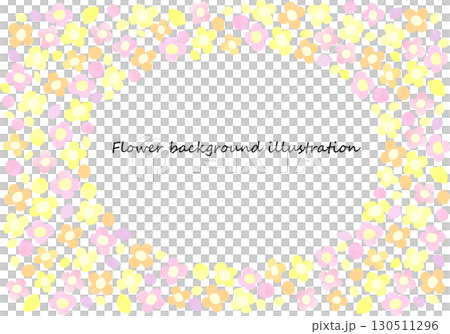 ピンクと黄色の小花柄のフレームイラスト ピンクと黄色の小花柄のフレームイラスト 130511296